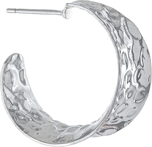 Amazon Essentials Fine Silver Plated 25mm X 13.7mm Medium Hammered Post Hoop Earrings (previously Amazon Collection) in Saudi Arabia