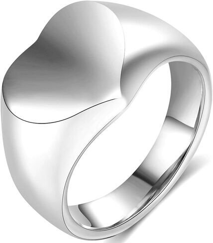 Jude Jewelers Stainless Steel Heart Shaped Classical Simple Plain Signet Style Wedding Promise Anniversary Ring in Saudi Arabia
