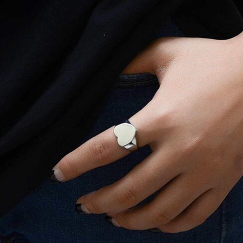 Jude Jewelers Stainless Steel Heart Shaped Classical Simple Plain Signet Style Wedding Promise Anniversary Ring in Saudi Arabia