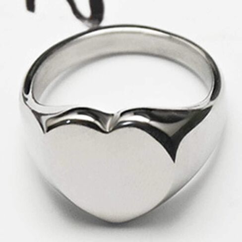 Jude Jewelers Stainless Steel Heart Shaped Classical Simple Plain Signet Style Wedding Promise Anniversary Ring in Saudi Arabia