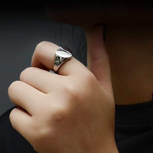 Jude Jewelers Stainless Steel Heart Shaped Classical Simple Plain Signet Style Wedding Promise Anniversary Ring in Saudi Arabia