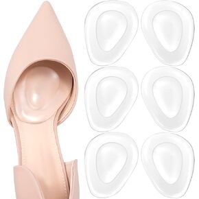 Joez Wonderful 6 Pcs Ball of Foot Cushions, 3 Pairs Gel Metatasal Pads for Women, Pain Relief Heel Pads for Shoes, Heel Cushion Inserts for Mortons Neuroma (Clear)