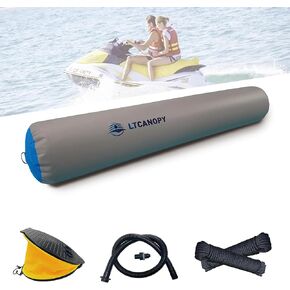 Heavy Duty Inflatable Boat Fender, Boat Bumper for Docking, Yachts, Sailing Docks, PVC Fender for Boat with 33'x 2/5" Double Braided Nylon Dock Line, Foot Pump
