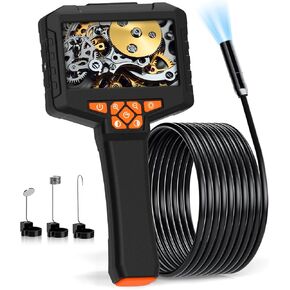 Borescope Camera with 8 LED Light, Industrial Endoscope Camera with Light 4.3" IPS 1920P HD Screen, Inspection Camera with 16.5ft Semi-Rigid Cable Waterproof, Sewer Drain Pipe Snake Camera