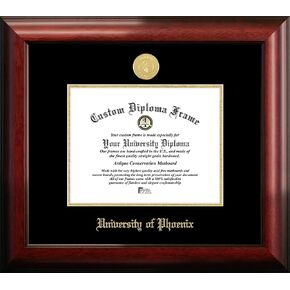 Campus Images University of Phoenix 11w x 8.5h Gold Embossed Diploma Frame, Brown