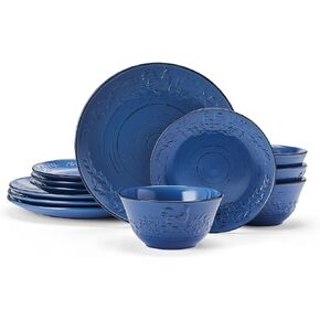 Pfaltzgraff Trellis White 16-Piece Dinnerware Set, Service for 4, Distressed White