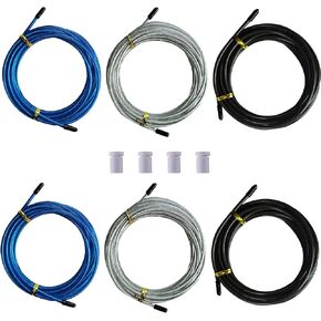 Replacement Cable for Speed Jump Rope, 6pcs 10ft Stainless Steel Wire with Polymer Coating for High Speed Jump Ropes.OD:4.0mm