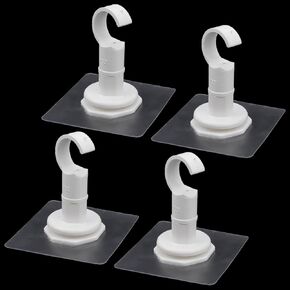 T Tulead 4PCS No Drill Curtain Rod Brackets Self Adhesive Curtain Rod Holder Brackets Adjustable Curtain Rod Hangers White Fit for Rod 24-28mm