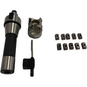 مطحنة نهاية قابلة للفهرسة R8 شانك 90 درجة، 40 مم قطر القطع 4 فلوت، R8 FMB22 7/16-20UNF مجموعة مطحنة نهاية الوجه مع 10 قطع APMT1604 كربيد ومفتاح T15 in Kuwait