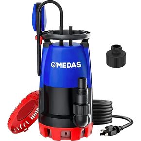 MEDAS 1/2 HP Submersible Water Pump 3-in-1 Sump Pump Thermoplastic Portable Utility Pump 2905 GPH High Flow Water Removal for Swimming Pool Garden Pond Basement with 16.4ft Long Power Cord