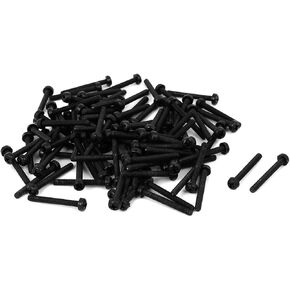 uxcell M3x25mm Phillips Round Head Nylon Machine Screw Bolt Fastener Black 100pcs