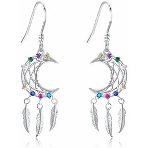URONE Dream Catcher Earrings 925 Sterling Silver Dreamcatcher Dangle Earrings Dream Catcher Jewelry Gifts for Women