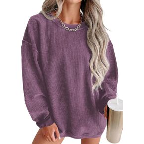 SHEWIN Women Casual Oversized Long Sleeve Crewneck Sweatshirt Pullover Tops, S-XXL