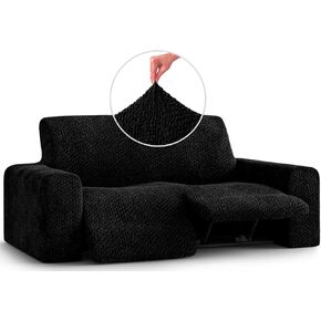 PAULATO BY GA.I.CO. Recliner Sofa Cover - Reclining Couch Slipcover - Soft Polyester Fabric Slipcover - 1-Piece Form Fit Stretch Furniture Protector - Velvet Collection - Grey (Recliner Sofa)