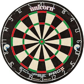 Unicorn Eclipse Pro 2 Bristle Steel Tip Dartboard with American Legend Dartboard Cabinets – Ultra-Slim Bullseye – High-Vis Rotatable Number Ring – 30% Thinner Wire