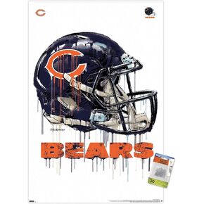 Trends International NFL Chicago Bears - Drip Helmet 20 Wall Poster with Push Pins