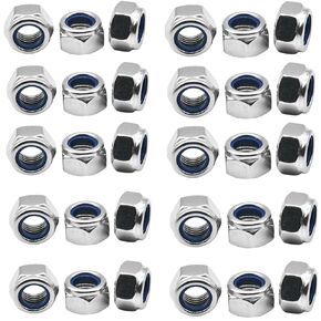 30PCS Hex Lock Nuts Nylon Insert Nut Kit M6 X 1.0mm/M8 X 1.25mm Self-Locking Nut, 304 Stainless Steel Hex Locknuts Hex Self Clinching Locknut (M8)