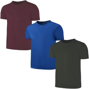 3-Pack Kids/Boys/Youth Mesh Athletic Quick Dry Shirts Youth Activewear Moisture Wicking Short Sleeve T-Shirts（Age 4-15Years）