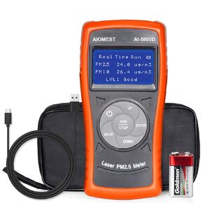 Air Quality Monitor-Laser PM 2.5/PM 10 Detector,Pollution Meter Sensor,Rechargeable Dust Particle Tester with Timing for Air Filter Home Indoor Outdoor(ANNMETER AN-5800D)
