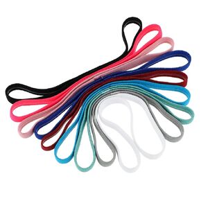 Mabor 9Pcs Thin Elastic Headbands Black Skinny Stretch Headbands for Women Girls Non Slip Sports Hair Band Athletic Headbands for Boys Men Yoga Workout Head Band with Silicone Grip