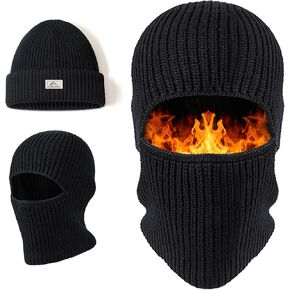 Balaclava Face Mask - One Cap For Two Purposes, Thermal Knitted Beanie Hat Motorcycle full Face Mask Hood Hat Neck Warmer for Man Women, Multifunctional Windproof Balaclava Cap for Outdoors
