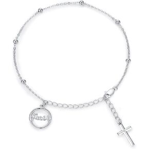 Midir&Etain Cross Bracelet 925 Sterling Silver Faith Bracelet Christian Bracelet Religious Bracelet Christian Cross Jewelry Gifts for Women