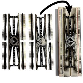 Stargazer SMD to DIP Dual Sided Breakout for 100-QFP, QFN, DFP, DFN (0.5mm and 0.4mm Pitch) with Gold Plated Headers [2 Pack]