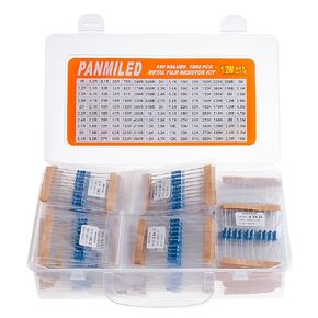 PANMILED 150 Values 1500 Piece Resistor kit 1/2W 1%, 1 ohm -10M ohm Metal Film Resistor Assortment kit for DIY Projects and Experiments