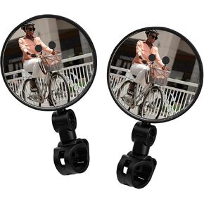 2pcs Bike Mirror, Bicycle Mirrors for Handlebars Adjustable Rotatable Rear View Mirror for Bike Acrylic Convex Safety Mirror Skateboard Mirror for Mountain Road Bike Electric Motorcycle