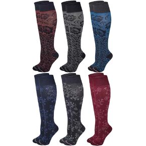 Dr. Motion Women's Microfiber Compression Knee High Socks, 6 Pair Pack