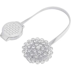 Curtain Tiebacks, Magnetic Curtain Tiebacks, Magnetic Window Curtain Tieback Adjustable Crystal Buckle Holder Holdback Home Decor(Silver)