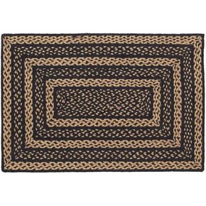 VHC Brands Farmhouse Jute Primitive Accent Rug Black Striped Rectangle Floor Decor 24"x36"