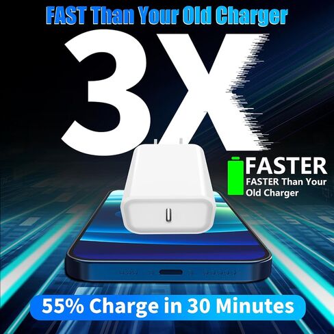 iPhone 15 Charger Fast Charging [MFi Certified], GEONAV 3Pack 20W Type-C Power USB-C Wall Charger+10FT Long USB-C to USB-C Cable Compatible with iPhone 15/15 Plus/15 Pro/15 Pro Max/iPad Pro/Air/Mini in Saudi Arabia