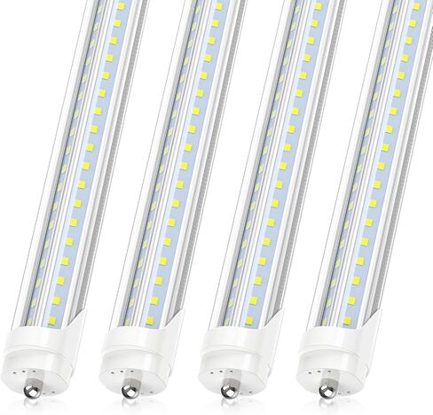 JESLED T8/T10/T12 8FT LED Tube Light, Single Pin FA8 Base, 50W 6000LM 5000K Daylight White, 270 Degree V Shaped LED Fluorescent Bulb (130W Equiv.), ETL Listed, Clear Cover, Dual-Ended Power (12-Pack) in Saudi Arabia