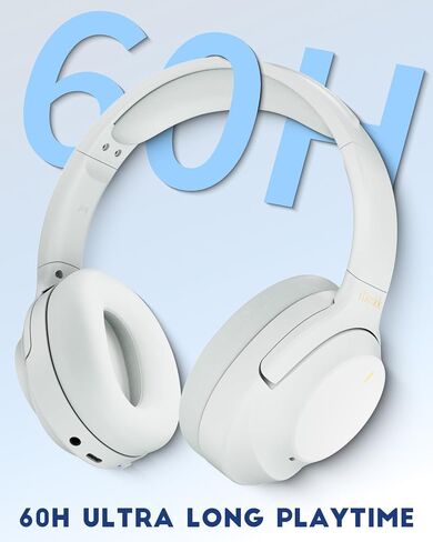 iDiskk E11 Hybrid Active Noise Cancelling Bluetooth Headphones,Over Ear Wireless Headphones Noise Cancelling with Deep Bass,60H Playtime,Hi-Res Audio Wireless Headsets for commuting, trips (Black) in Saudi Arabia