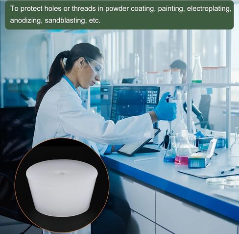 YOKIVE Silicone Rubber Stoppers with Hole, Tapered Plugs with High-Temperature Resistance | Protect Hole, Great for Lab Industry (White, 42mm to 52.7mm) in Saudi Arabia
