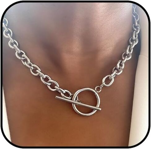 Chunky Gold Necklace Gold Layered Necklaces for Women Chunky Chain Necklace Stackable Choker Necklaces Pendant Paperclip Pendant Necklaces for Woman in Saudi Arabia