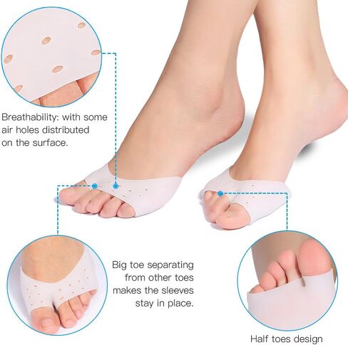 Metatarsal Pads, Soft Gel Ball of Foot Pads,Soft Toe Sleeves Toe Protectors, Toe Guards & Toe Covers for Women & Men Prevent Calluses & Blisters (1 Pair) in Saudi Arabia