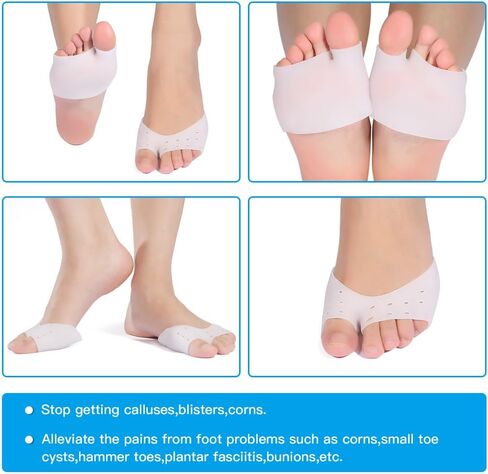 Metatarsal Pads, Soft Gel Ball of Foot Pads,Soft Toe Sleeves Toe Protectors, Toe Guards & Toe Covers for Women & Men Prevent Calluses & Blisters (1 Pair) in Saudi Arabia