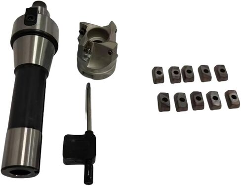 مطحنة نهاية قابلة للفهرسة R8 شانك 90 درجة، 40 مم قطر القطع 4 فلوت، R8 FMB22 7/16-20UNF مجموعة مطحنة نهاية الوجه مع 10 قطع APMT1604 كربيد ومفتاح T15 in Kuwait