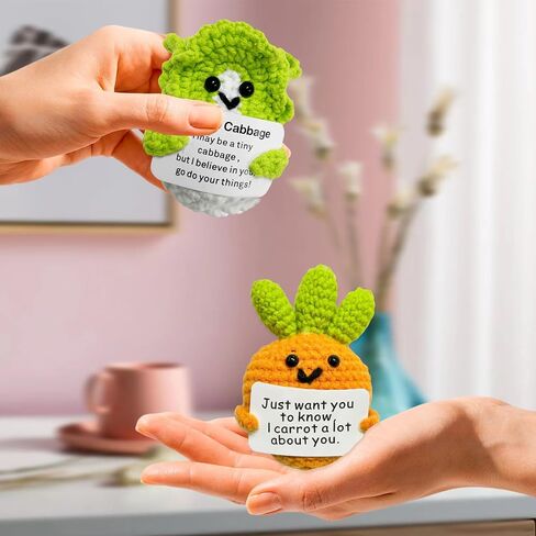 Positive Vegetables Emotional Support - Handmade Knitted Crochet Doll with Positive Card, Gifts for Birthday About Funny Emotional Support Crochet Doll, Cute Stuff for Home Decor in Saudi Arabia
