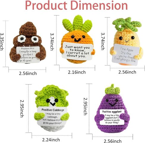 Positive Vegetables Emotional Support - Handmade Knitted Crochet Doll with Positive Card, Gifts for Birthday About Funny Emotional Support Crochet Doll, Cute Stuff for Home Decor in Saudi Arabia