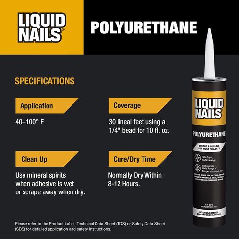 خرطوشة لاصقة من مادة البولي يوريثين LQN49277 من Liquid Nails، 10 أونصة، 10 أونصة سائلة، أسمر ضارب للصفرة in Kuwait