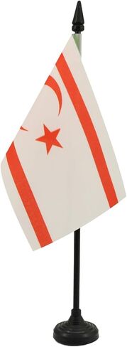 AZ FLAG East Germany Table Flag 5'' x 8'' - German RDA Desk Flag 21 x 14 cm - Black Plastic Stick and Base in Saudi Arabia