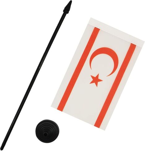 AZ FLAG East Germany Table Flag 5'' x 8'' - German RDA Desk Flag 21 x 14 cm - Black Plastic Stick and Base in Saudi Arabia