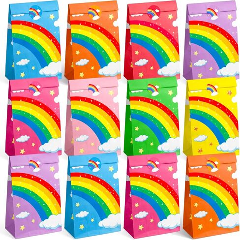 Generic 24 Pieces Rainbow Gift Paper Bags,come with free sealing stickers,can be used for party and other event supplies,Birthday Party,Wedding,Easter,Gifts and Celebrations. in Saudi Arabia