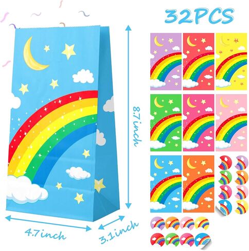 Generic 24 Pieces Rainbow Gift Paper Bags,come with free sealing stickers,can be used for party and other event supplies,Birthday Party,Wedding,Easter,Gifts and Celebrations. in Saudi Arabia