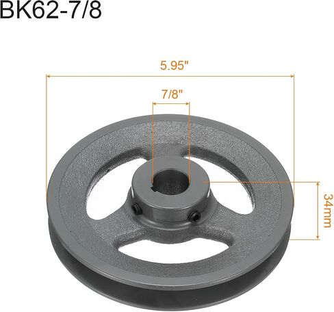 uxcell BK62-7/8 V-Belt Sheave 7/8 "تتحمل 5.95" OD مفردة الأخدود الويب Sheave بالملل إلى الحجم، الحديد الزهر، قسم الحزام لحزام 3L أو B in Saudi Arabia