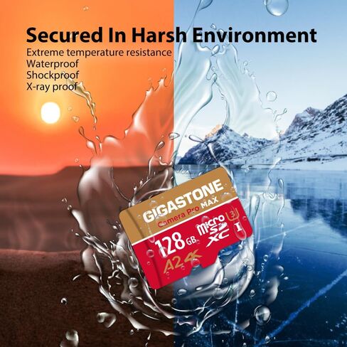 [5-Yrs Free Data Recovery] GIGASTONE 128GB Micro SD Card with USB 3.2 Type C Card Reader, 4K Camera Pro MAX, A2 V30 MicroSDXC Memory Card for Gopro, 4K UHD Video, Up to 120/80 MB/s with Adapter in Saudi Arabia