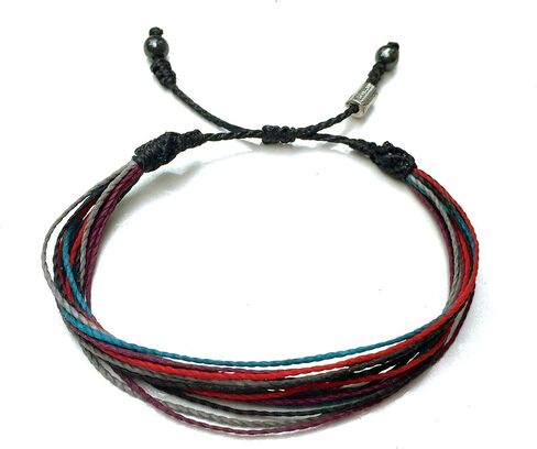 Surfer String Bracelet in Brown, Coral, Hot Pink and Yellow - Handmade Pull Cord Adjustable Woven Stacking Surf Thread Bracelets for Men and Women by Rumi Sumaq in Saudi Arabia